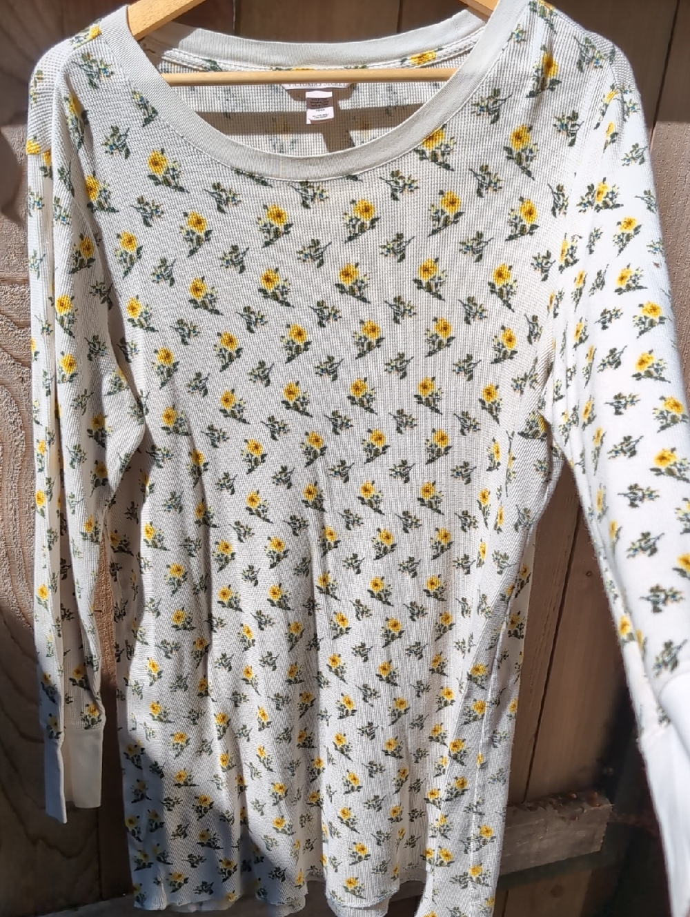 Victoria's Secret Romantic White Long Sleeve Floral Nightshirt with Yellow Roses